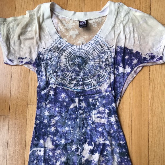 Free People Tops - Free People Women's Sm Split Shoulder Blue Top